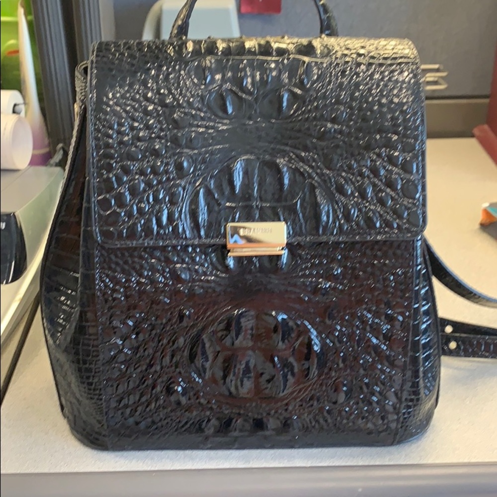 BRAHMIN BACKPACK MARGO croc-embossed leather